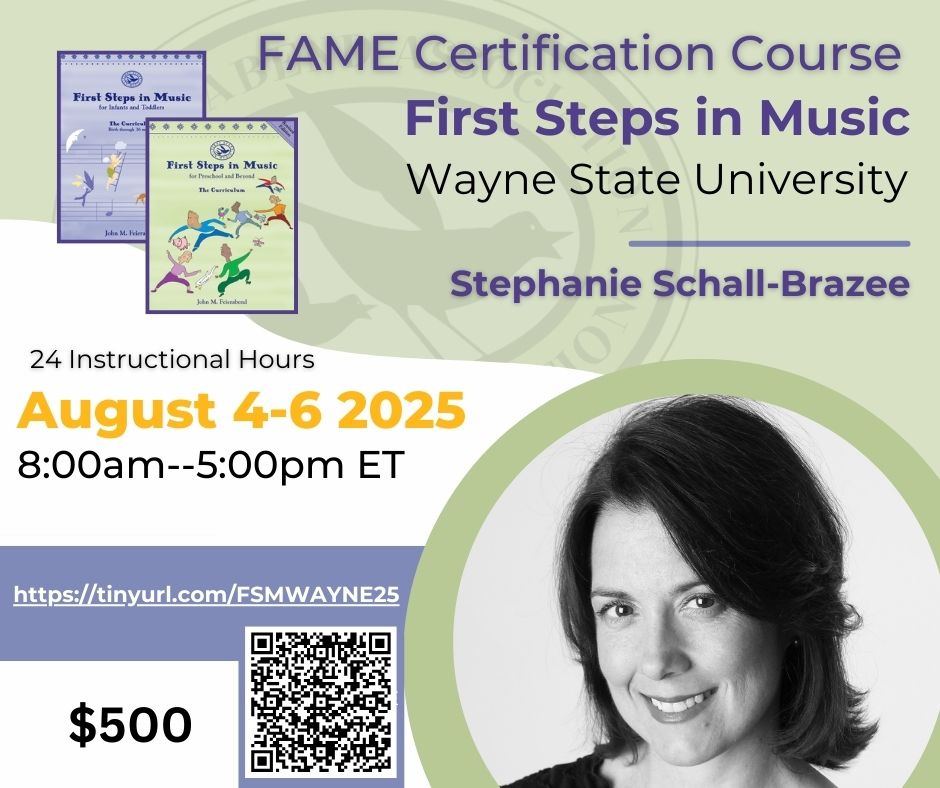 First step some music certification course Wayne State, Michigan with Stephanie Schall-Brazee, 2025